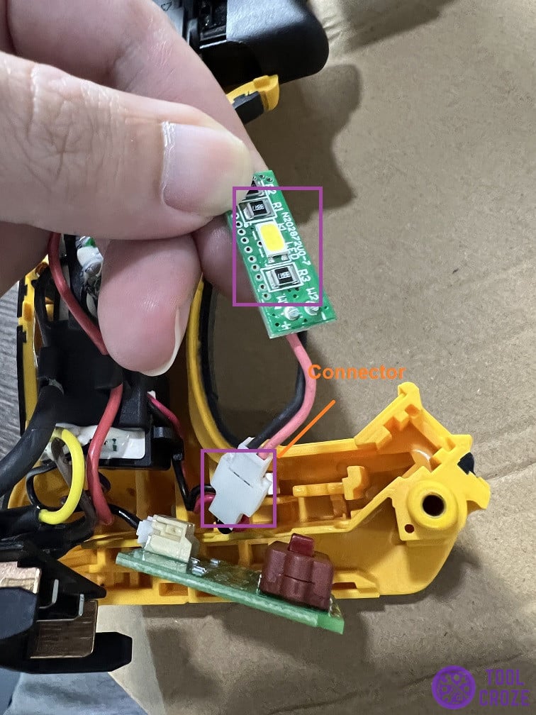 dewalt impact wrench leg light wire connection