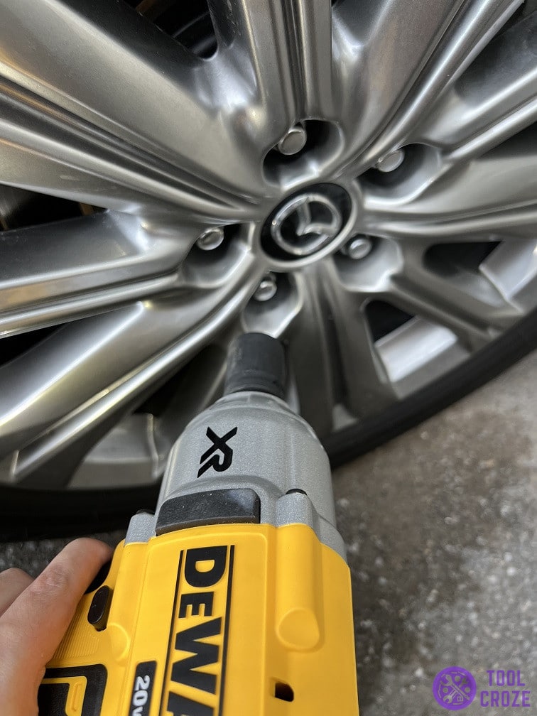 dewalt impact wrench with socket and lug nuts