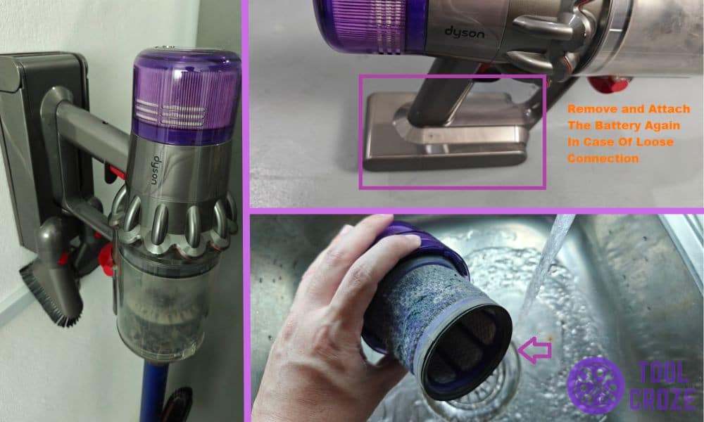 dyson vacuum light on but not working