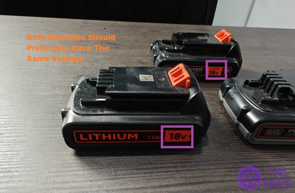 two similar black and decker batteries