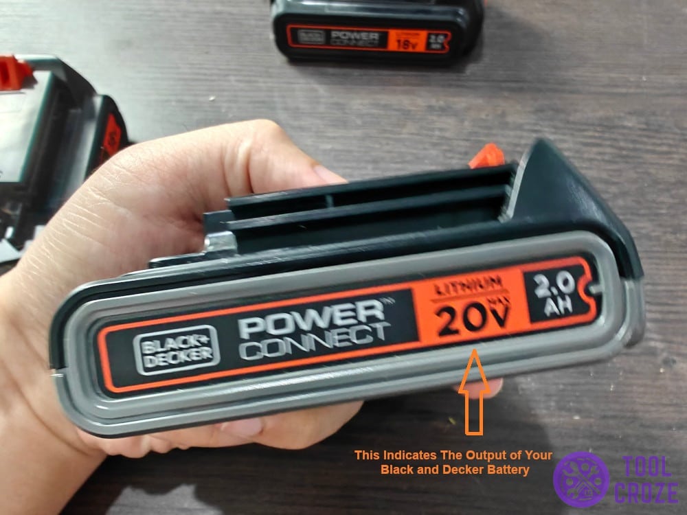 This indicates the output for your Black and Decker battery