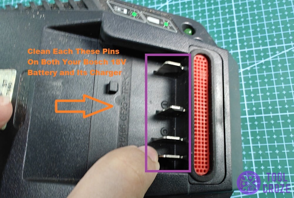 clean bosch battery and charger contact pins