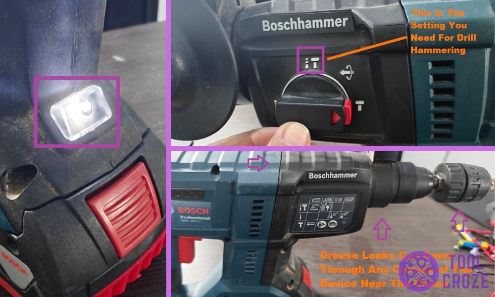 Bosch hammer drill leaking oil sale