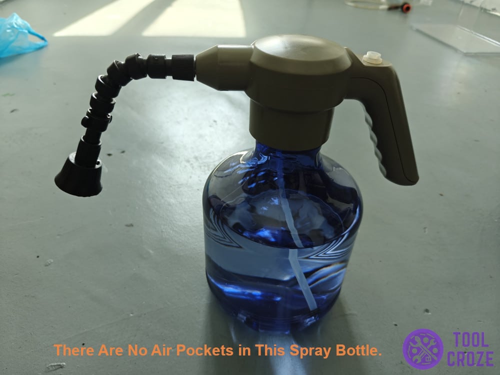 no air pockets inside spray bottle