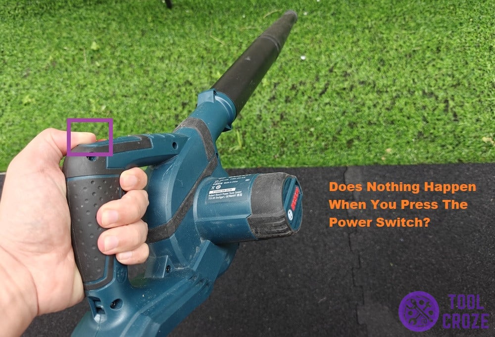 pressing power button on blower