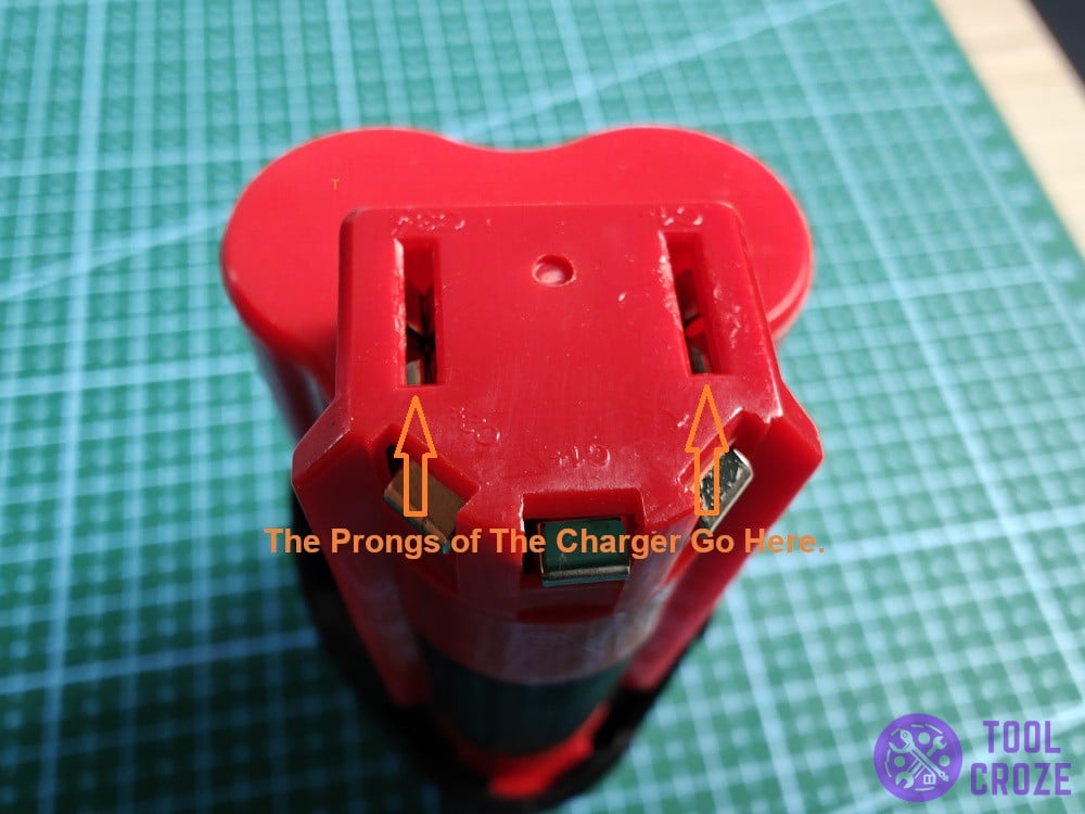 prongs of the charger go here