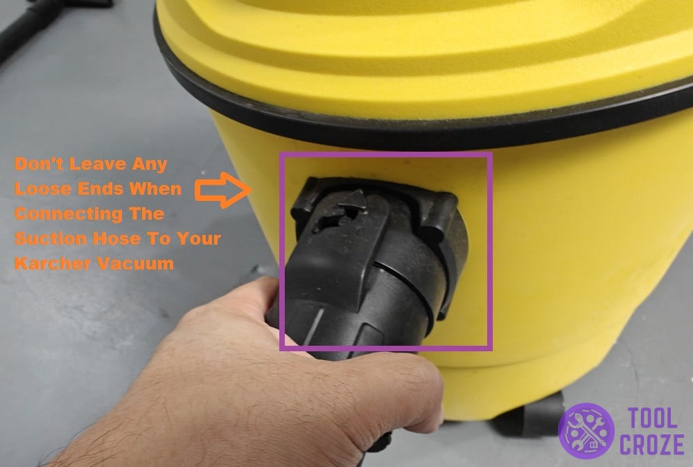 properly connect the suction hose