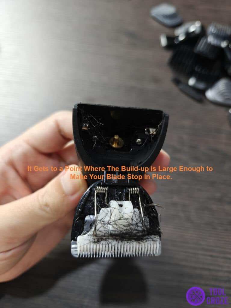 the build-up is large enough to make your blade stop in place