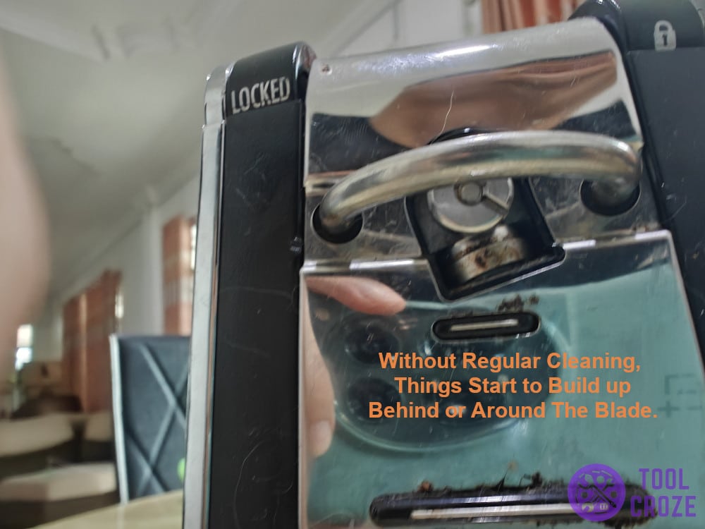 without regular cleaning, things start to build up behind or around the blade.