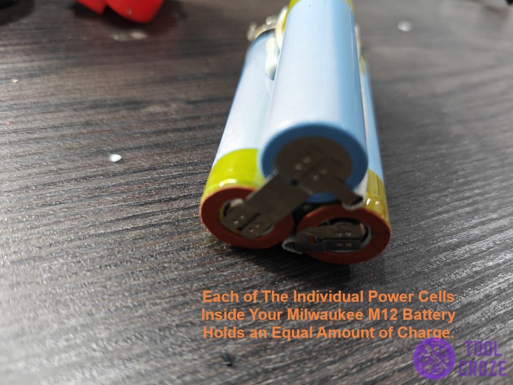 Each power cells inside Milwaukee M12 battery holds an equal amount of charge.