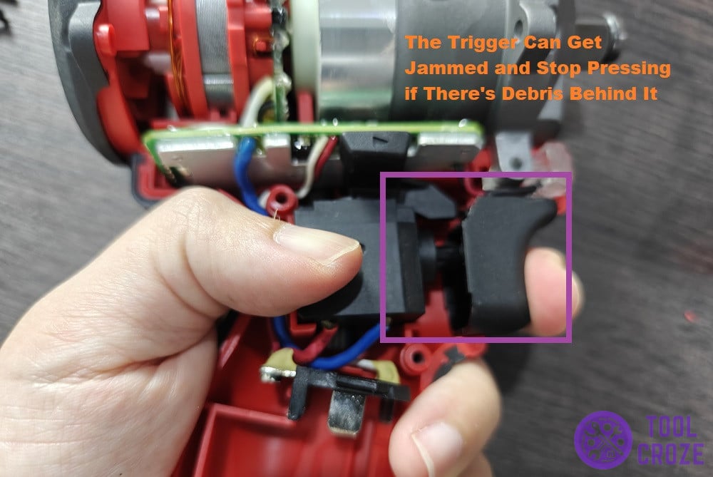 check-inside-milwaukee-m12-impact wrench for jammming if trigger does not work