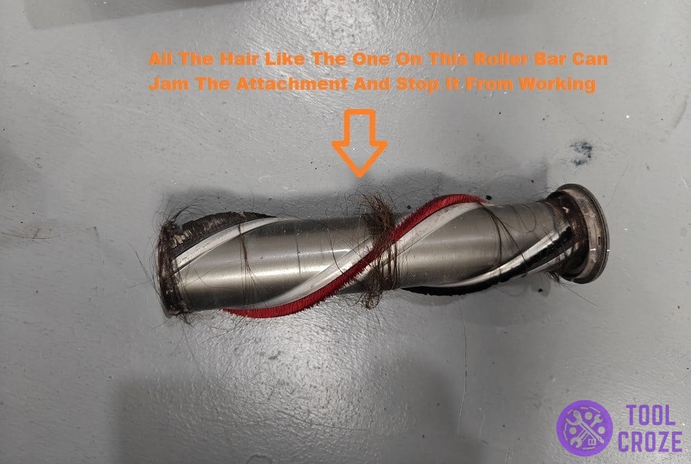 dirty brush bar attachment for a dyson vacuum