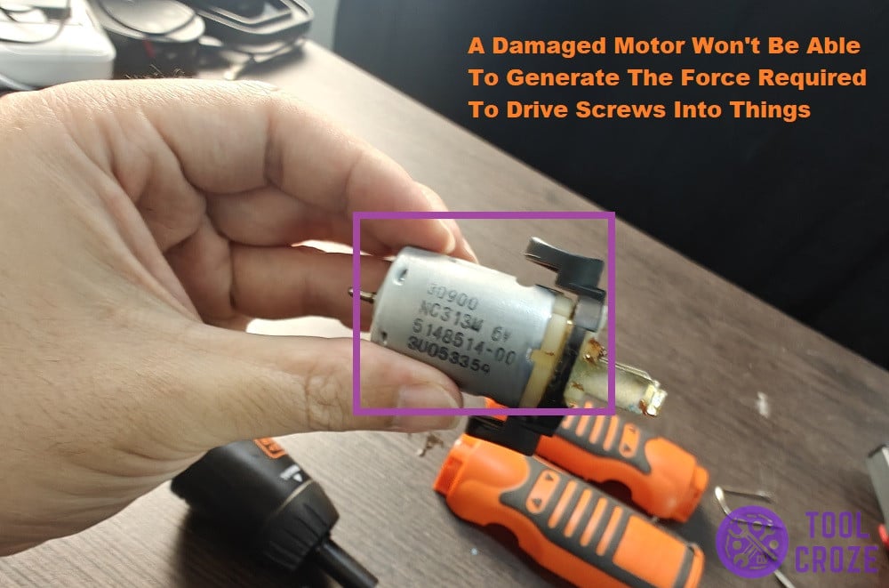 motor component of a black and decker screwdriver