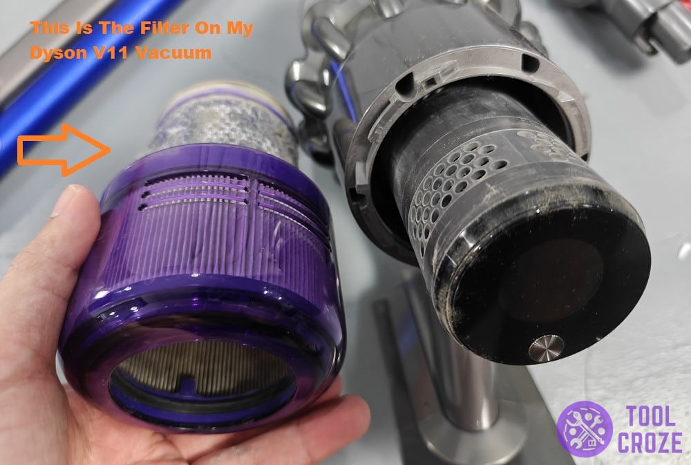 the filter attachment of a dyson vacuum