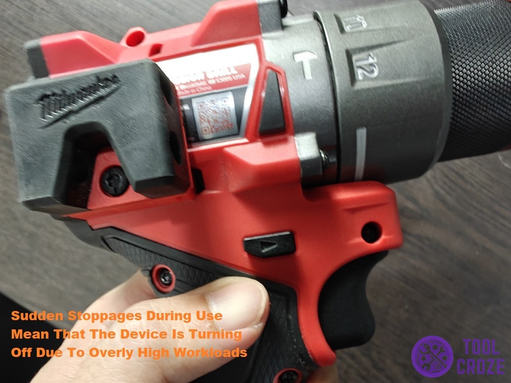 too much force causes a forced shutdown of the drill