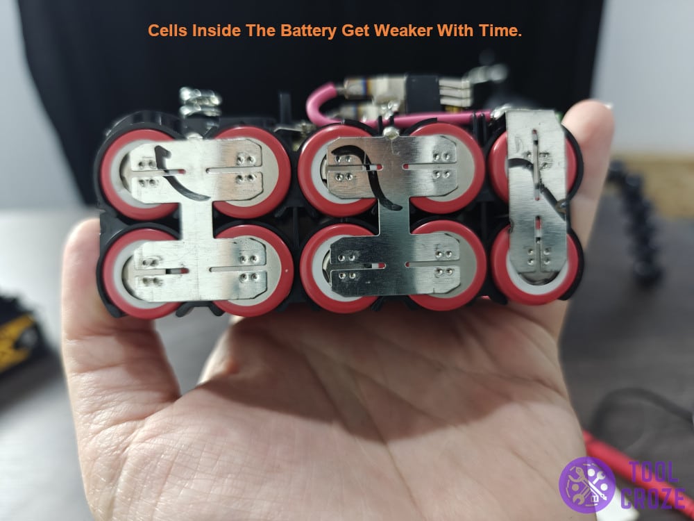 Cells inside the battery get weaker with time.