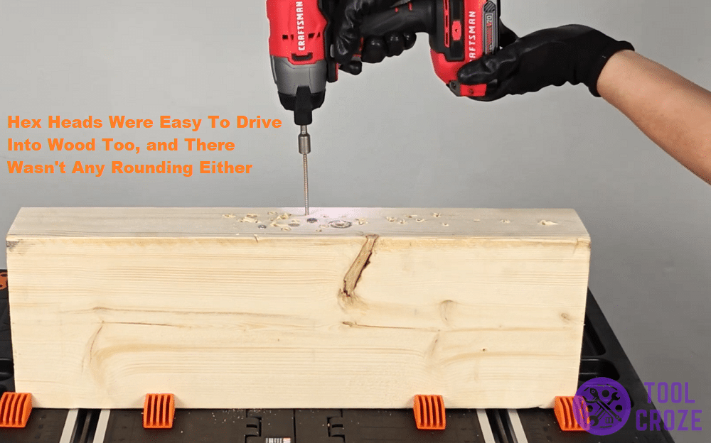 Craftsman CMCF800 driving hex head into wood