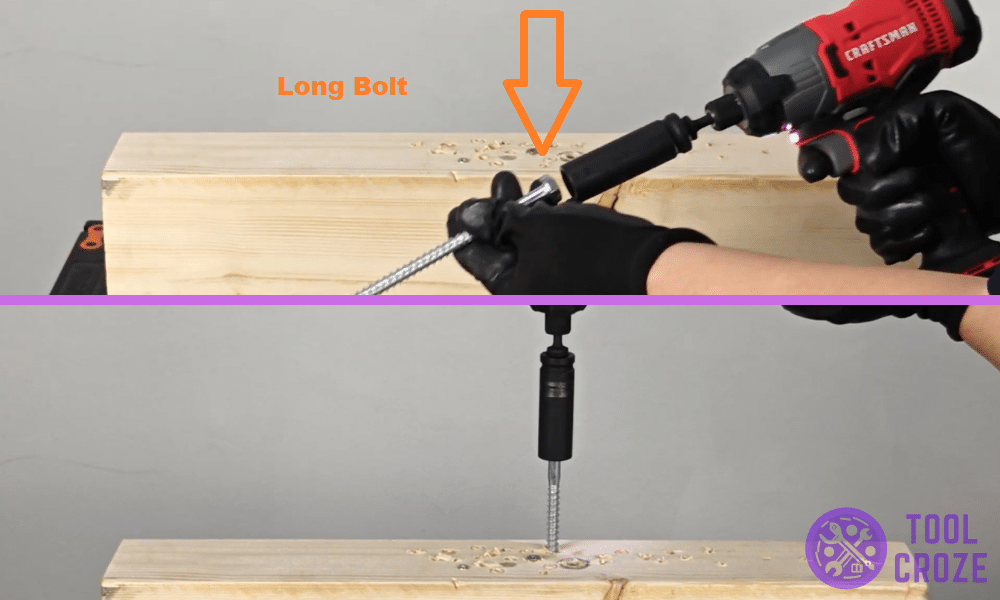 Craftsman CMCF800 driving long bolt into wood