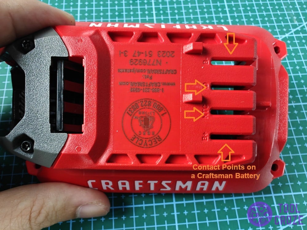 contact points on a Craftsman battery