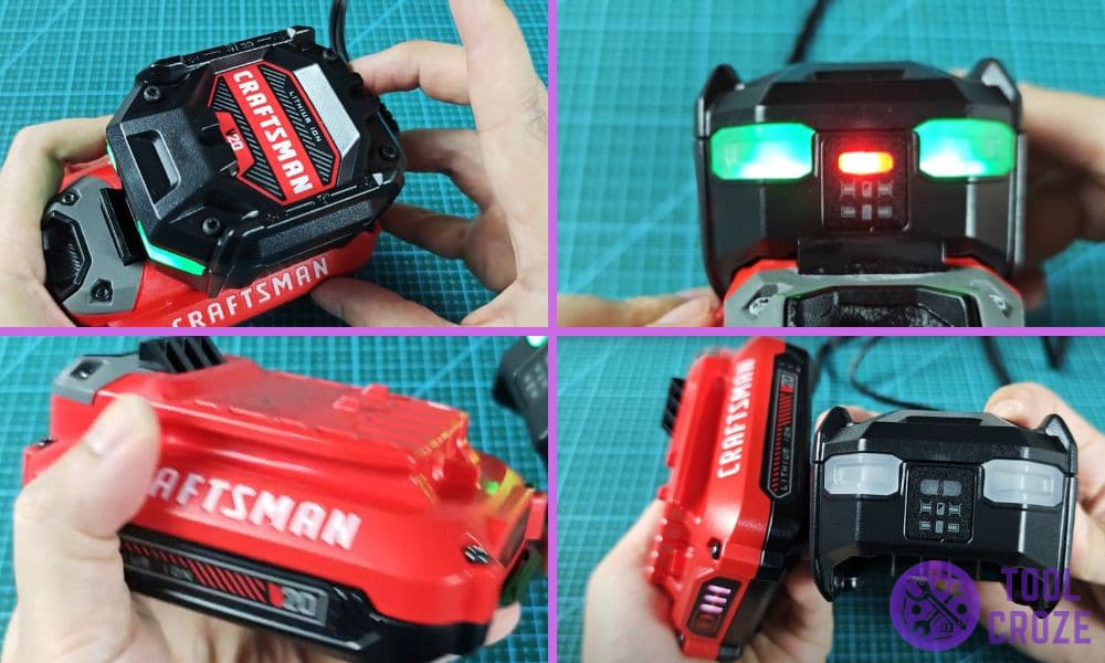 craftsman 20v battery charger red light hot cold delay