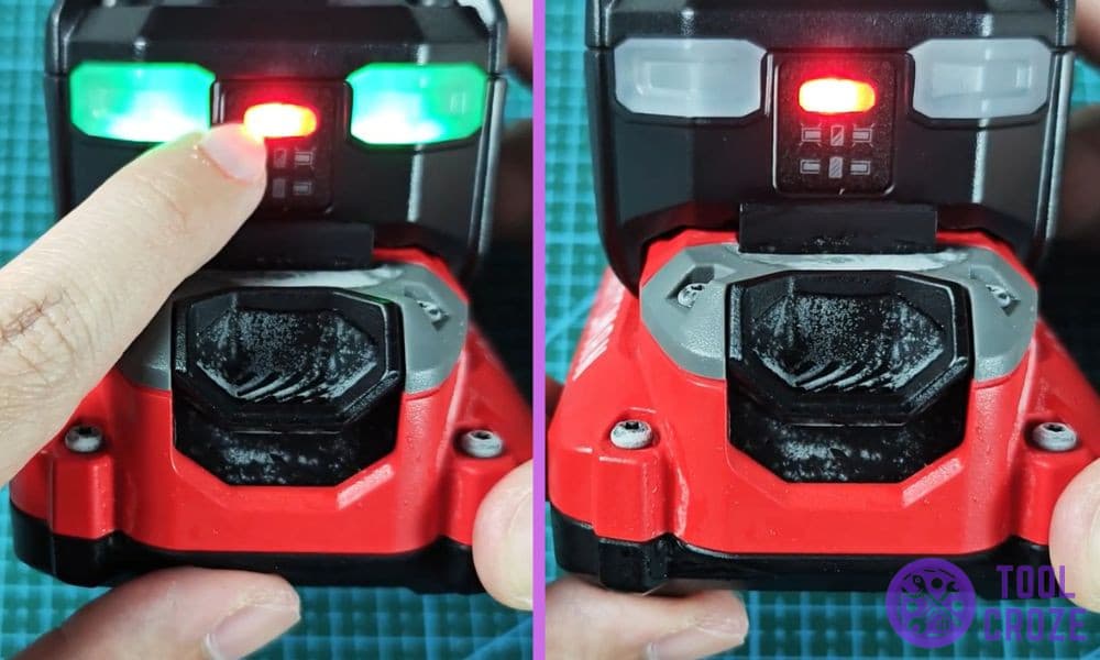 green light flashing with red light in center