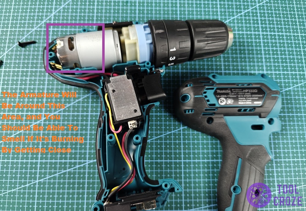inspect the armature if you smell burning