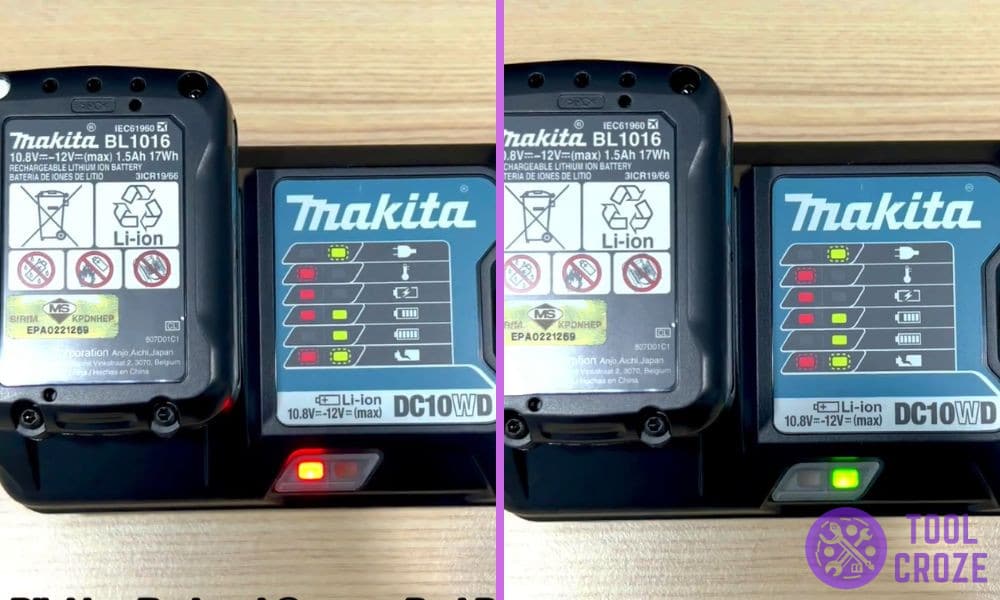 red and green light blinking on makita charger