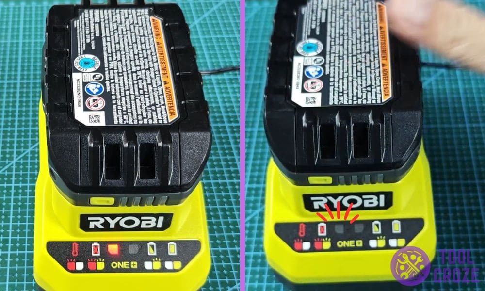 red light flashes on ryobi charger