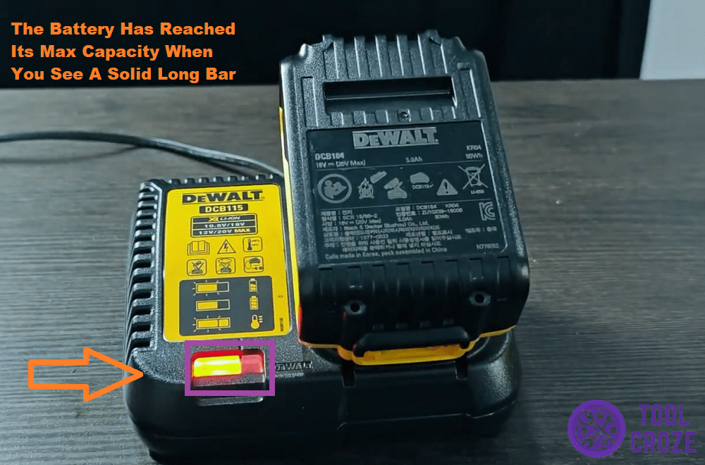 solid red long bar of dewalt battery