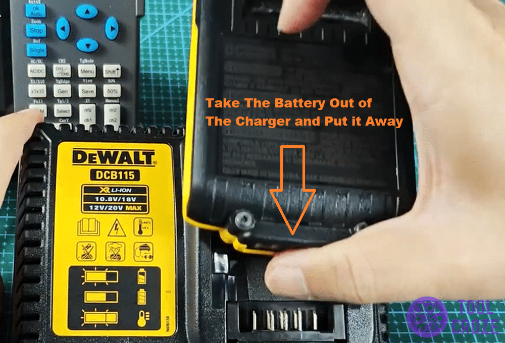 take the battery off its charger and set it aside