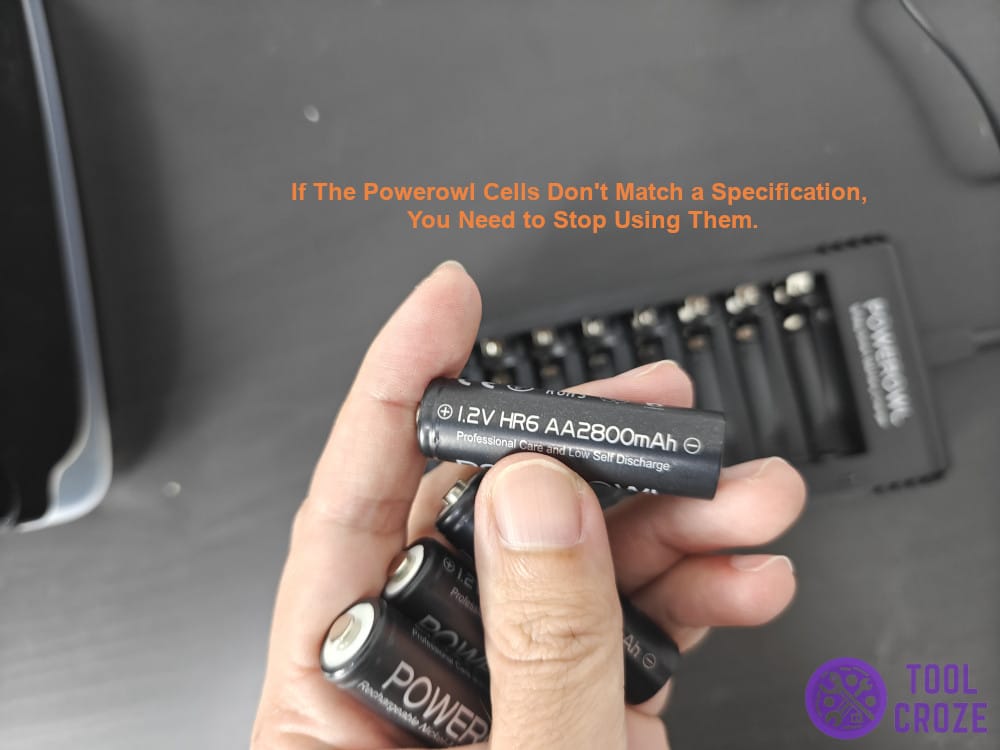 If the Powerowl cells don't match a specification, you need to stop using them.