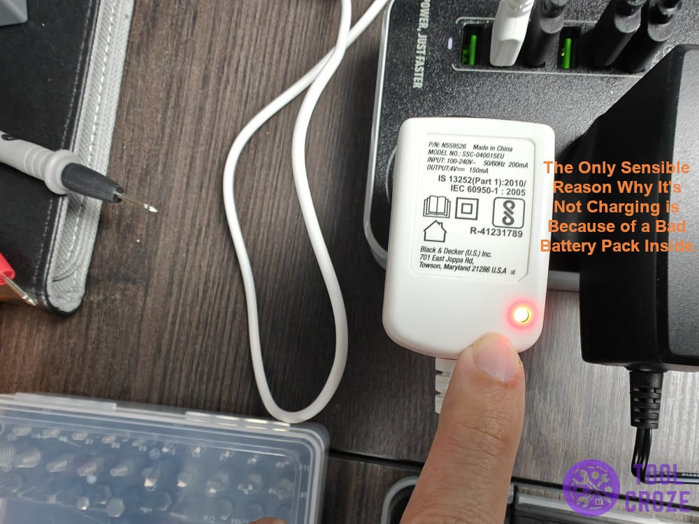 The only sensible reason why it's not charging is because of a bad battery pack inside.