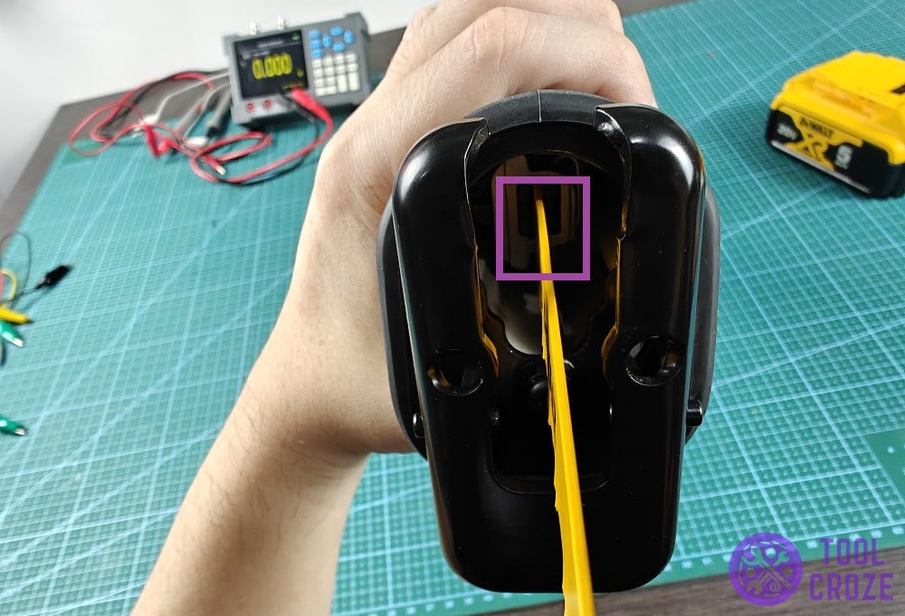 apply lubricant around saw blade