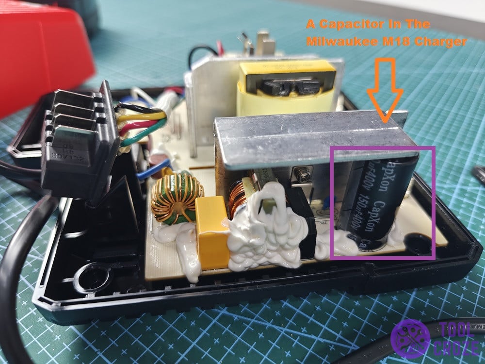 capacitor inside milwaukee m18 charger