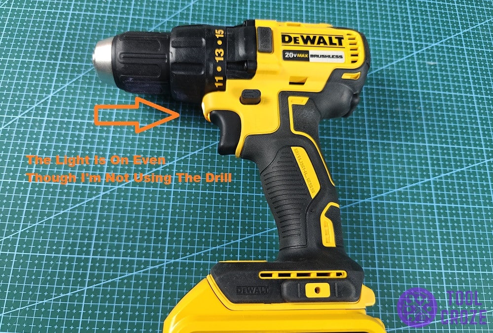dewalt drill light on even out of use