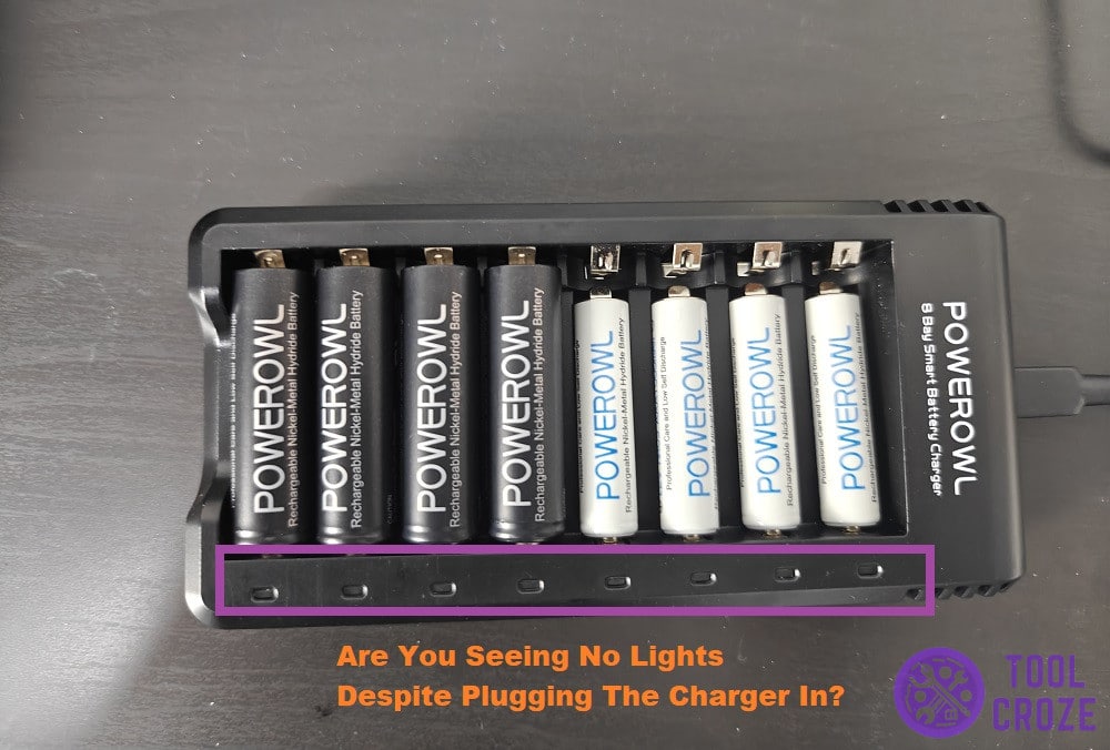 no lights on charger despite batteries being on