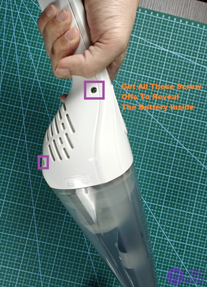 open screws to inspect hand vacuum battery