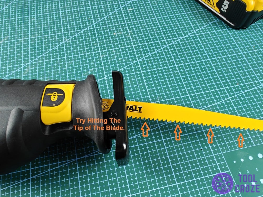 try hitting the tip of the blade.