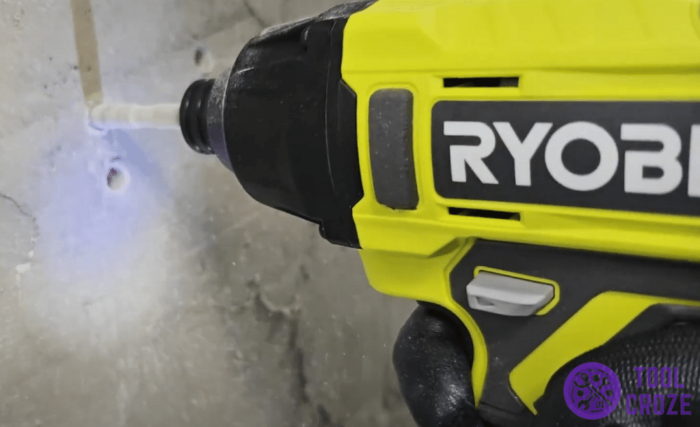 drilling into concrete with ryobi impact driver
