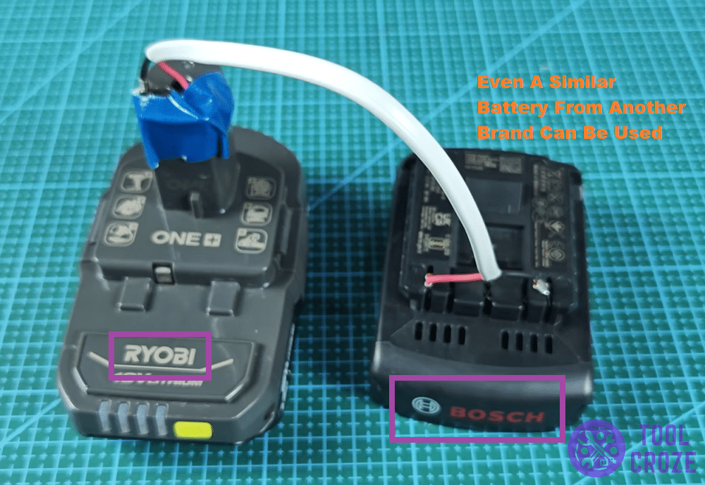 ryobi battery connected to different brand battery