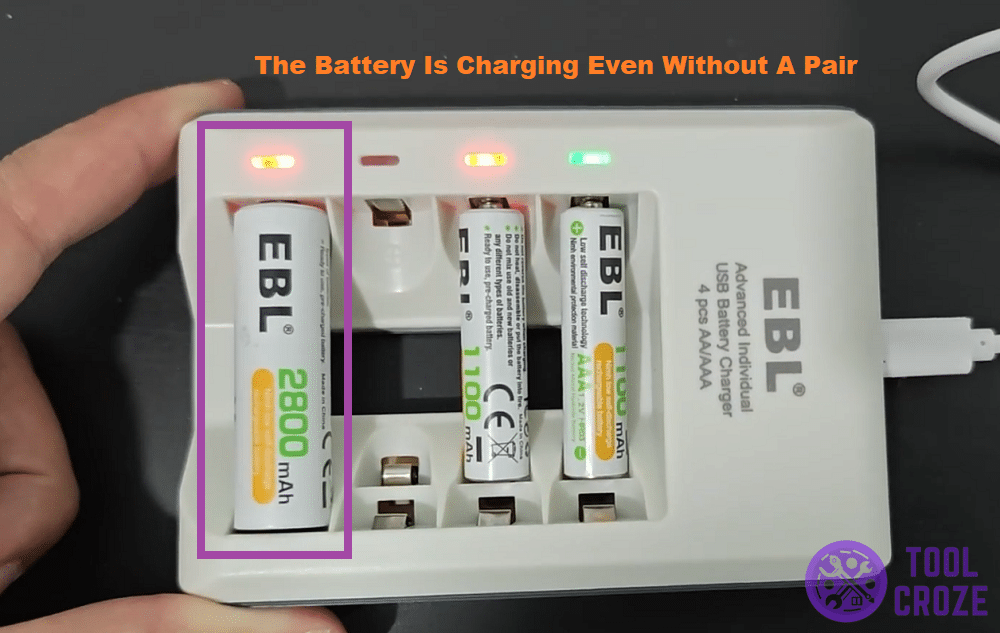 singular battery charging on ebl charger