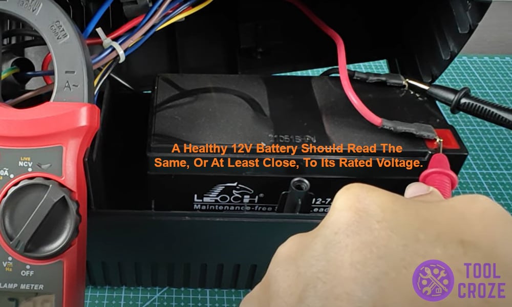 A healthy 12V battery should read the same, or at least close, to its rated voltage.