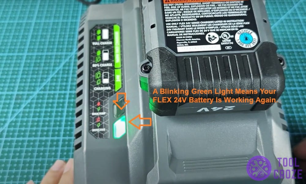 Blinking green light means battery is working again.