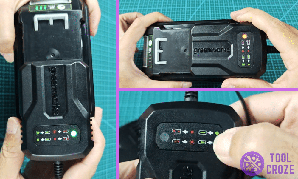 Greenworks Battery Charger Lights Meaning