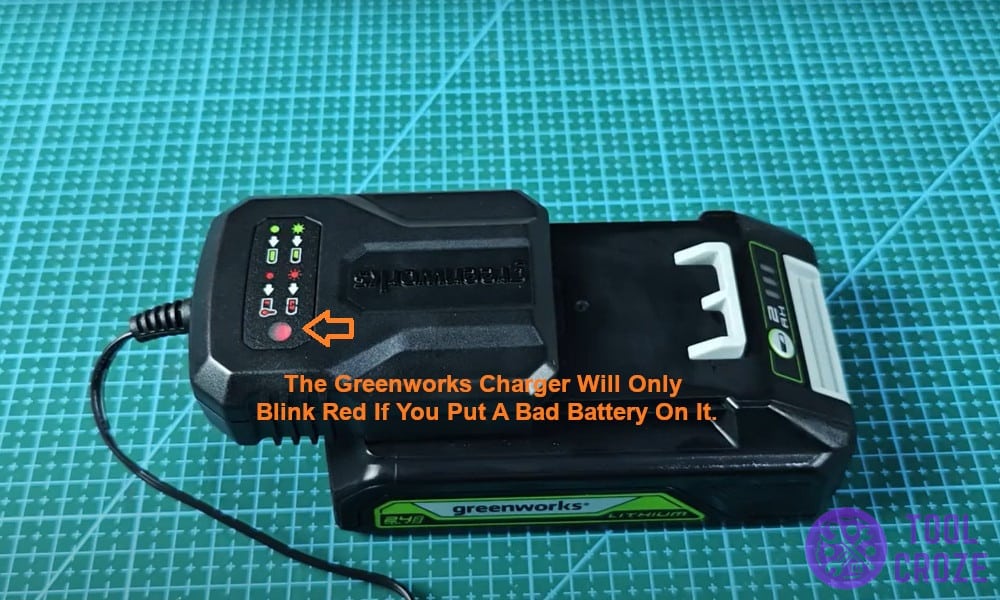 Greenworks charger blinking red.