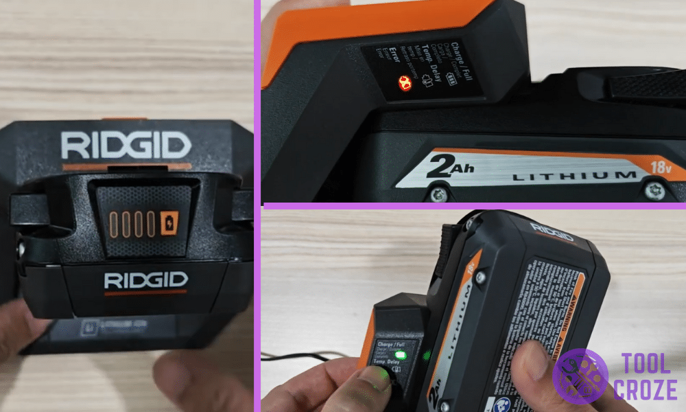 Meaning of RIDGID Battery Charger Indicator Lights