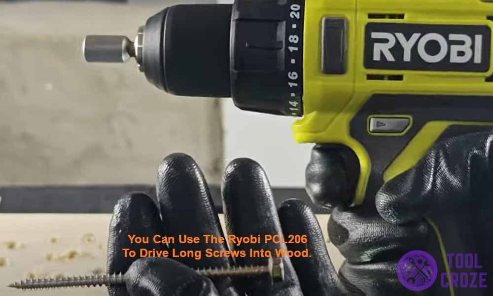 You can use the Ryobi PCL206 to drive long screws into wood.