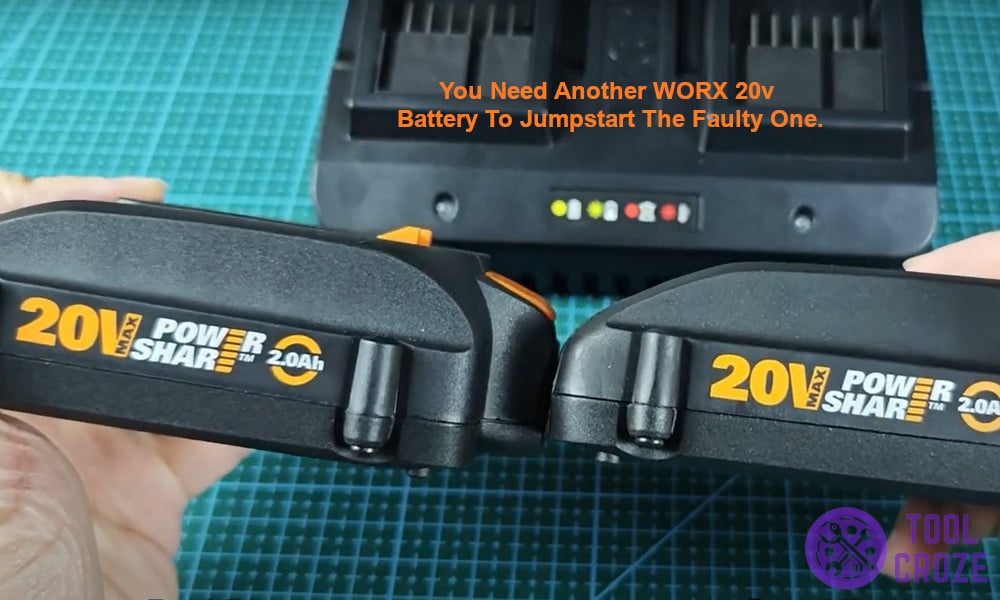 You need another WORX 20v battery to jumpstart the faulty one.