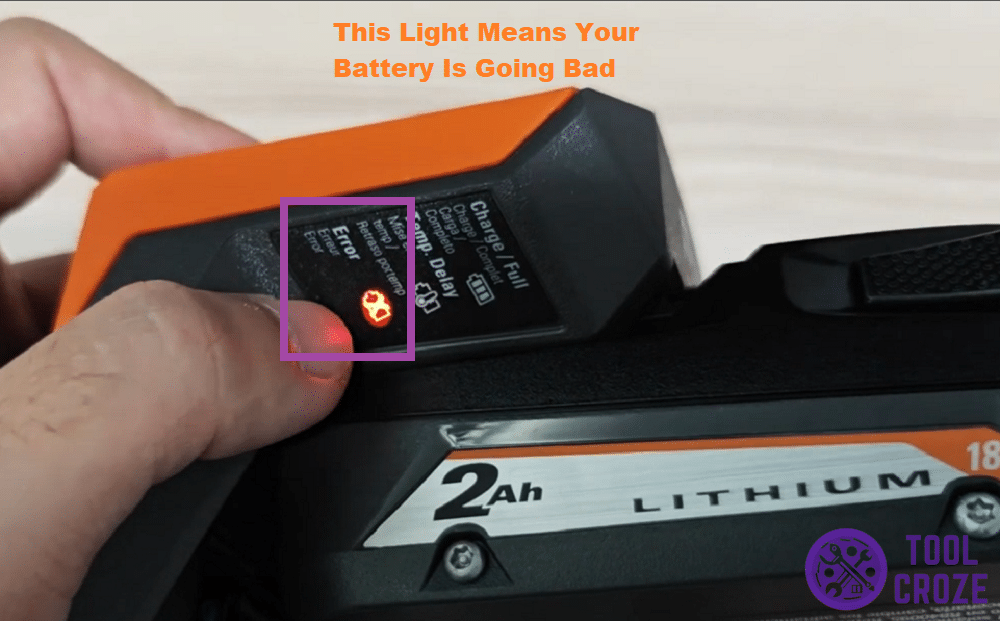 bad battery light on ridgid charger