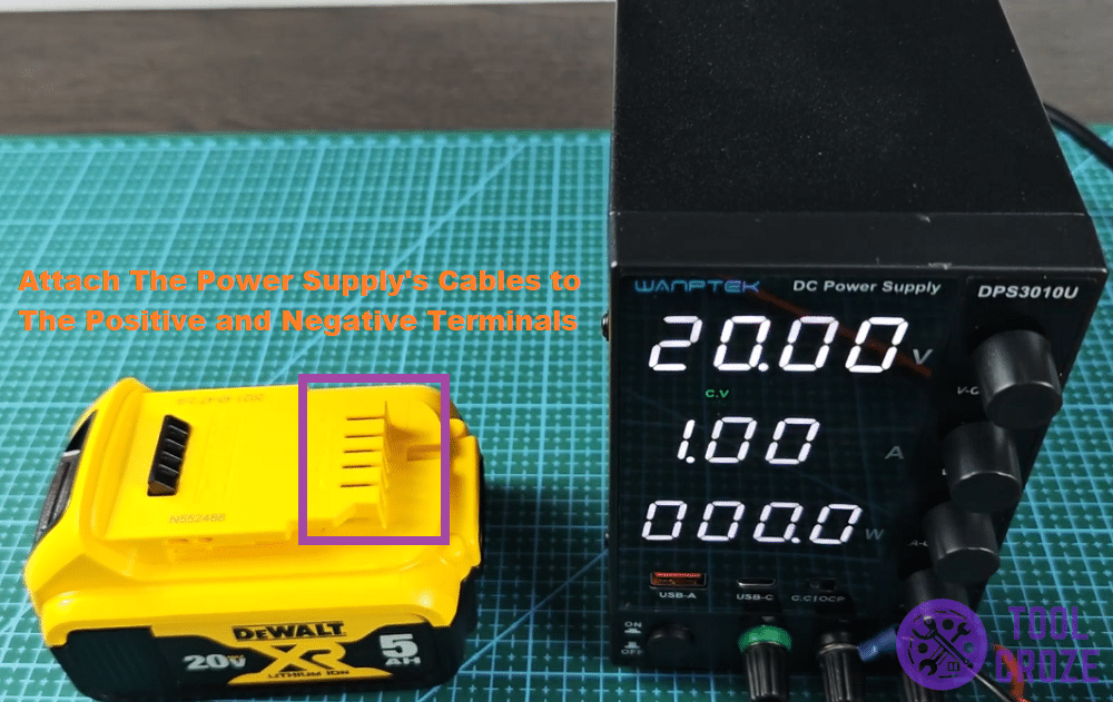 connect dewalt 20v battery to dc power supply